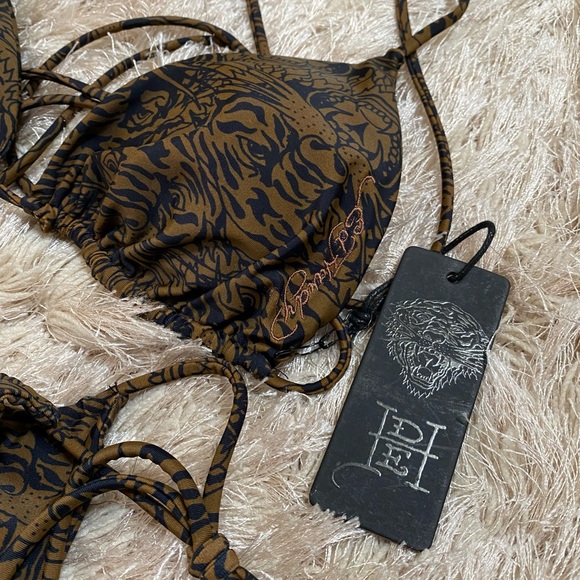 NEW Rare Ed Hardy Tiger String Bikini Size XL - Picture 2 of 7